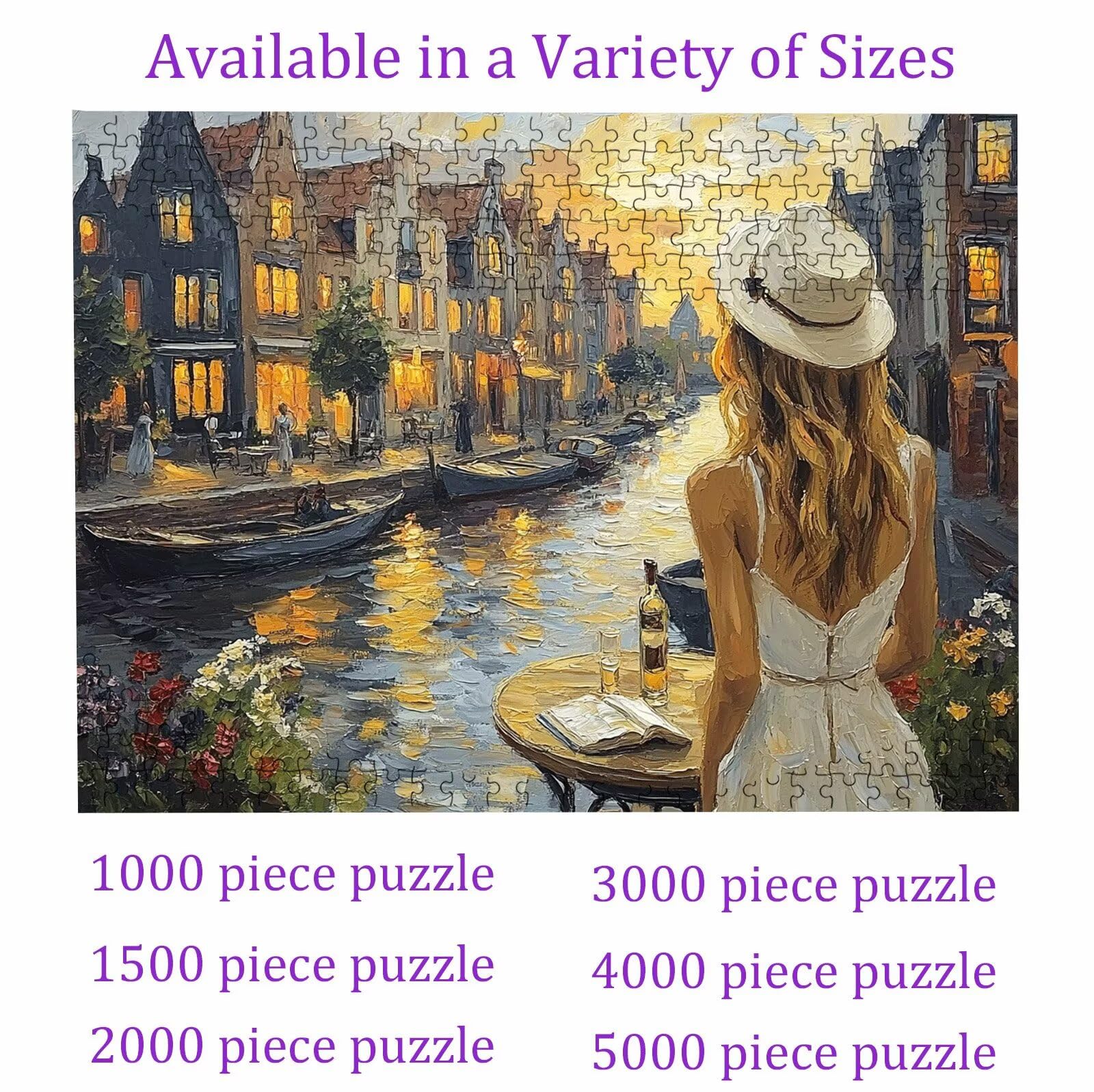 Puzzle 1000 elementów, puzzle 1000 elementów dla dorosłych, trudne puzzle, druk w wysokiej rozdzielczości i jasne kolory, abstrakcyjne drewniane puzzle miasto(2) z wykwintnym pudełkiem do pakowania