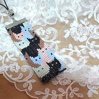 ハンドメイド ビーズ織りストラップ