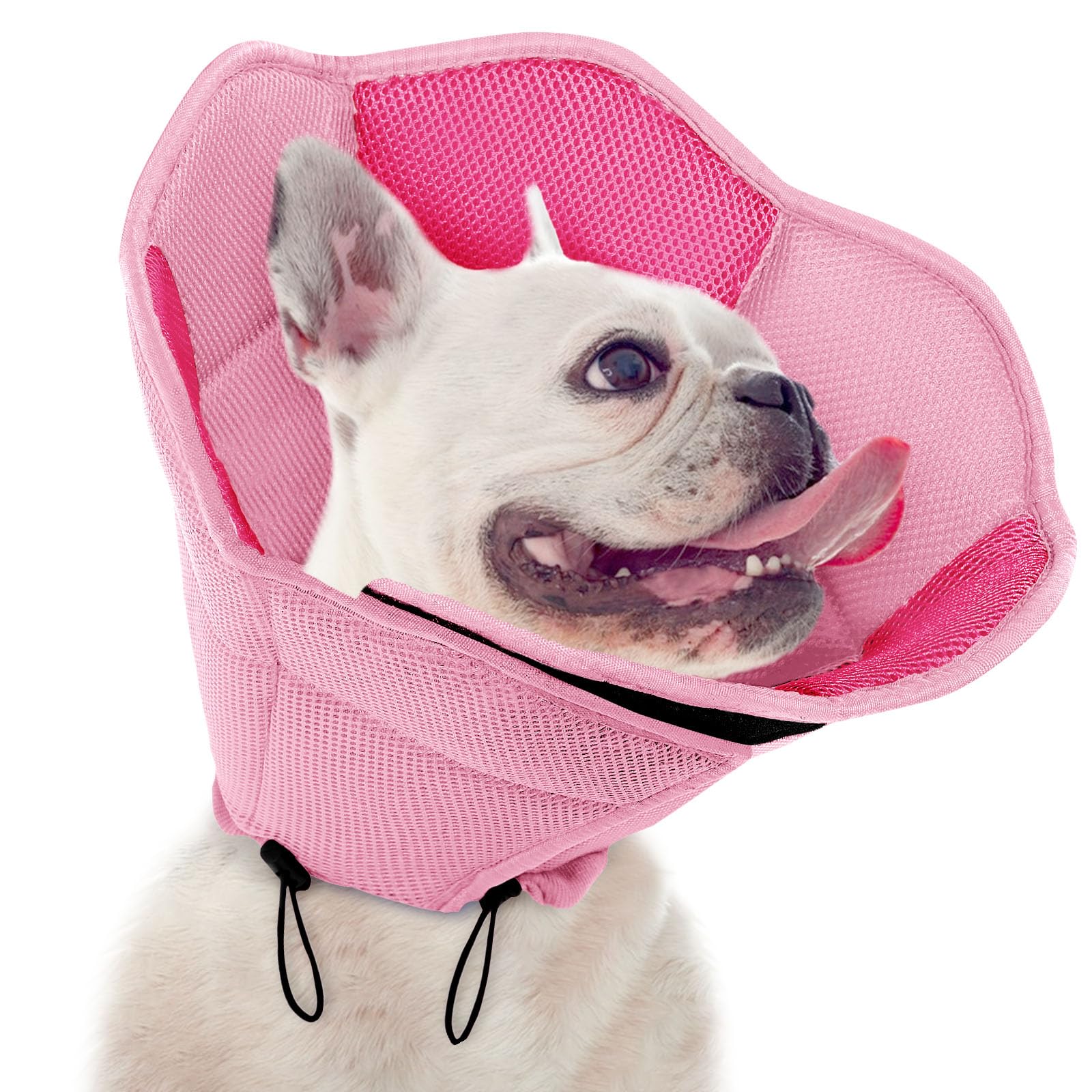 Photo 1 of SUNFURA Dog Cone - Soft Cone for Dogs to Stop Licking, Pet E-Collar Alternative After Surgery, Adjustable Pet Recovery Collar for Wound Healing, Pink Medium