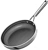 Hybrid Ceramic Frying Pan 28cm, 5-Ply Diamond-Titanium Nonstick Stainless Steel Pan, Hexagon Surface, Dishwasher Safe & Oven Safe