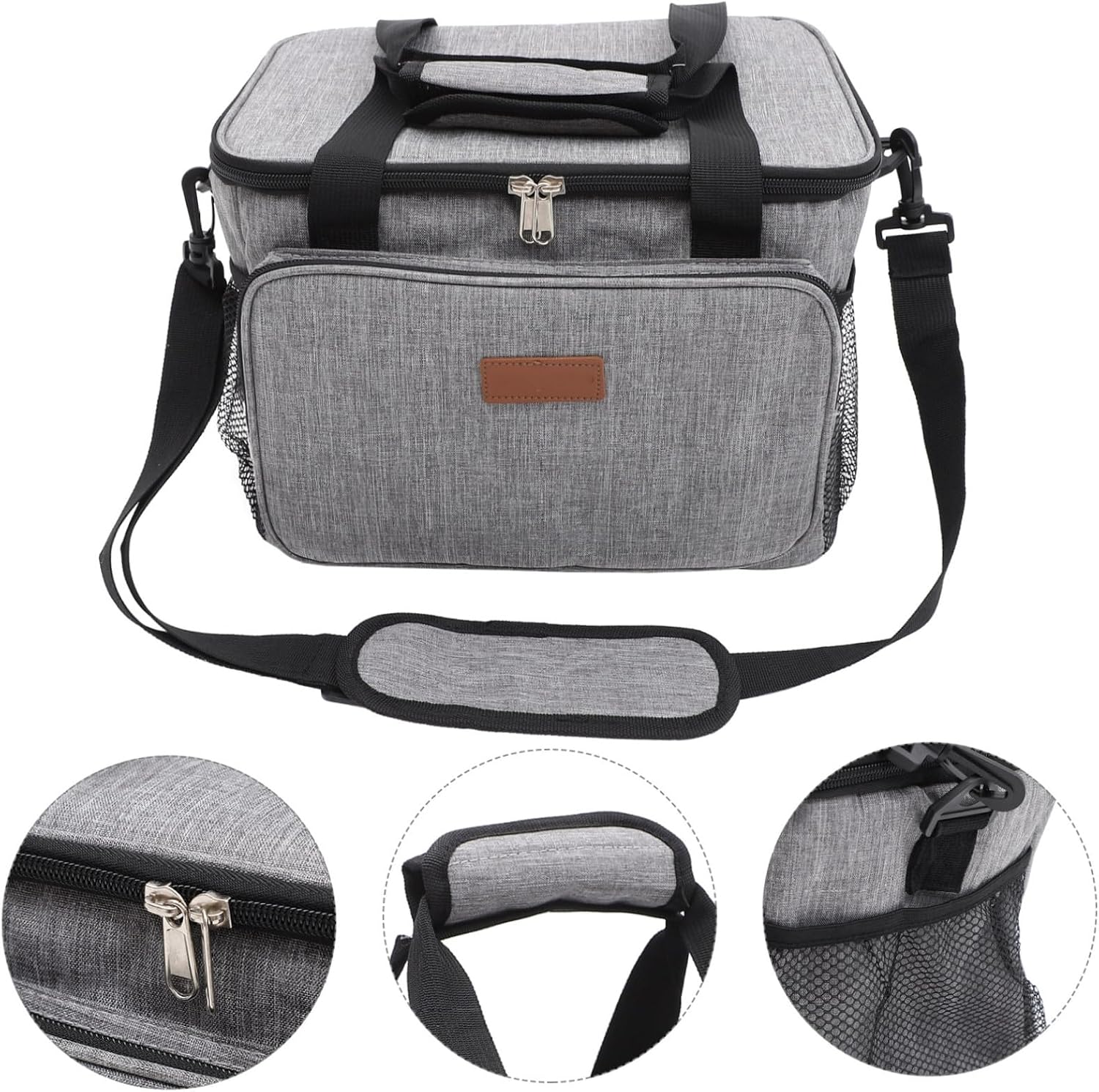 Small Oxford Cloth Sewing Machine Case with Double Zipper Portable Travel Storage Bag for Household Sewing Machines and Accessories Gray Carrying Organizer