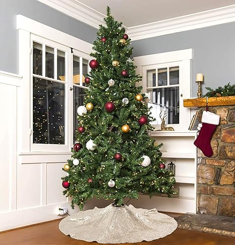 Miniatura 76 de Falda plateada para árbol de Navidad con 24 minifaldas redondas para árbol de Navidad con lentejuelas, decoraciones navideñas pequeñas Plata