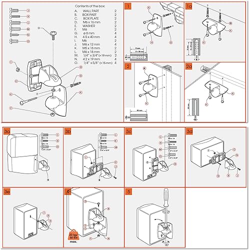 Miniatura 5 de Vogel's Soporte de pared para altavoz, ajuste universal satelital, serie VLB, VLB500S, juego de 2 soportes de pared, máximo 11 libras, color plateado