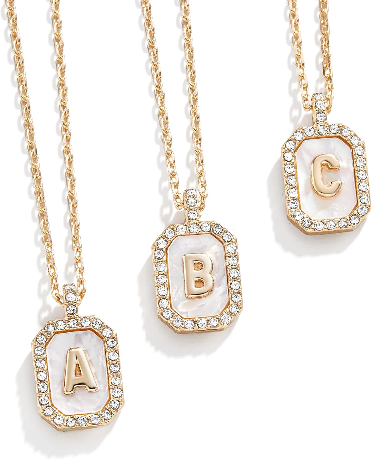 BaubleBar Initial Necklace - Dainty Gold-Plated Personalized Letter Pendant Necklace, Small Dog Tag Style Design - Image 3