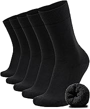FuelMeFoot 5 Pairs Thermal Cotton Crew Socks for Men - Thick Warm Winter Socks For Hiking, Work, Gifts