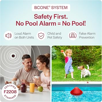 BCONE Pool Alarm by Lifebuoy | ASTM F2208 Certified | Floating Safety Device with App Alerts + Alexa Voice Control | 2.4GHz Wi-Fi | for Inground & Above-Ground Pools