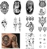 Temporary Tattoos,waterproof temporary tattoo,Body, arms, chest, shoulders, suitable for men and women, 10 black tattoo stickers - different designs(A,B,C,D,E,F) (A)