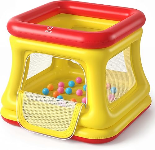 QPAU Casa inflable 3 en 1 para niños pequeños de 1 a 3 años, piscina de pelotas y trampolín, casa inflable con bomba, red de seguridad, gorila de