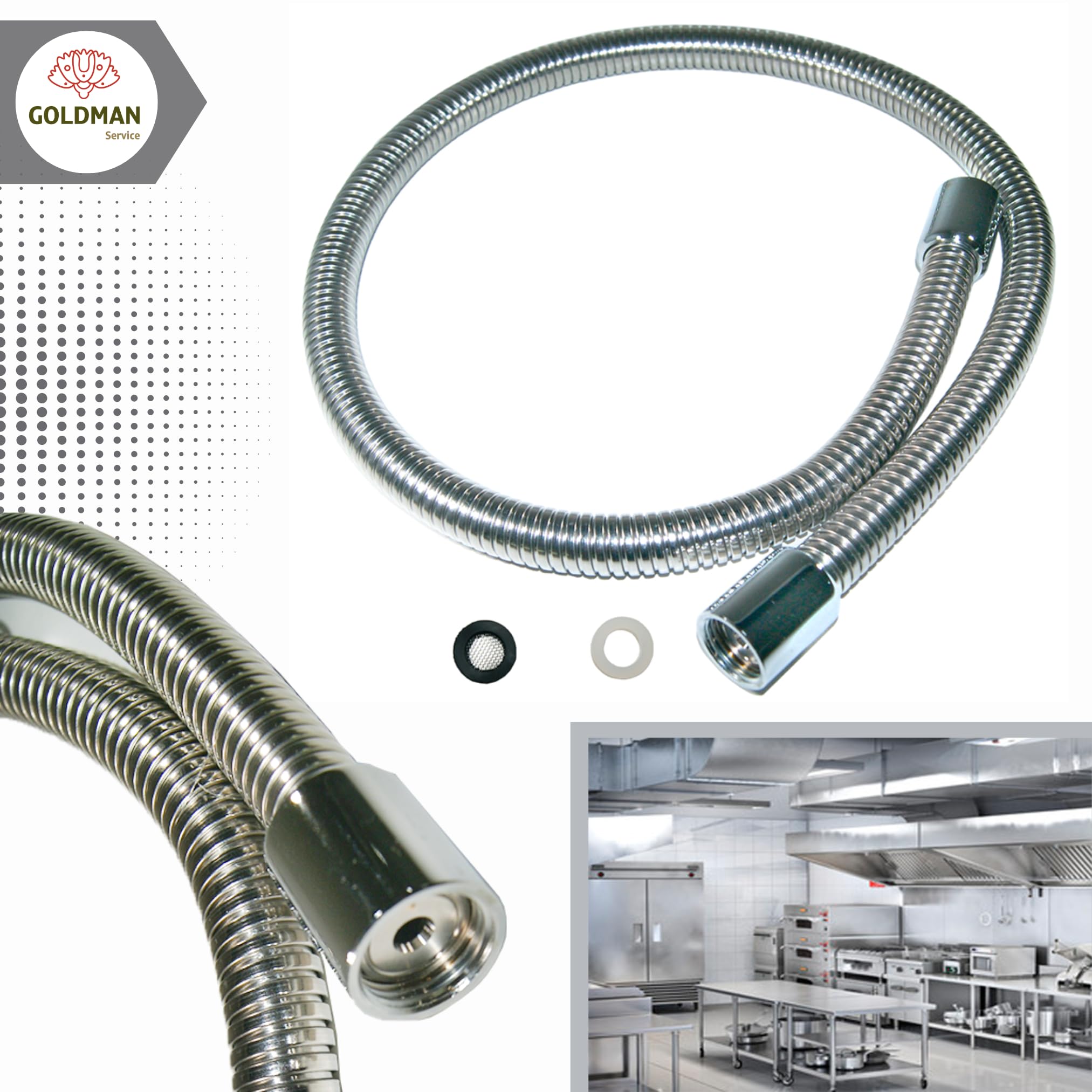 GOLDMAN SERVICE Grifo Pomo Industrial Hostelería de Pared Extensible para Fregadero Lavabo de Cocina con Spray Ducha