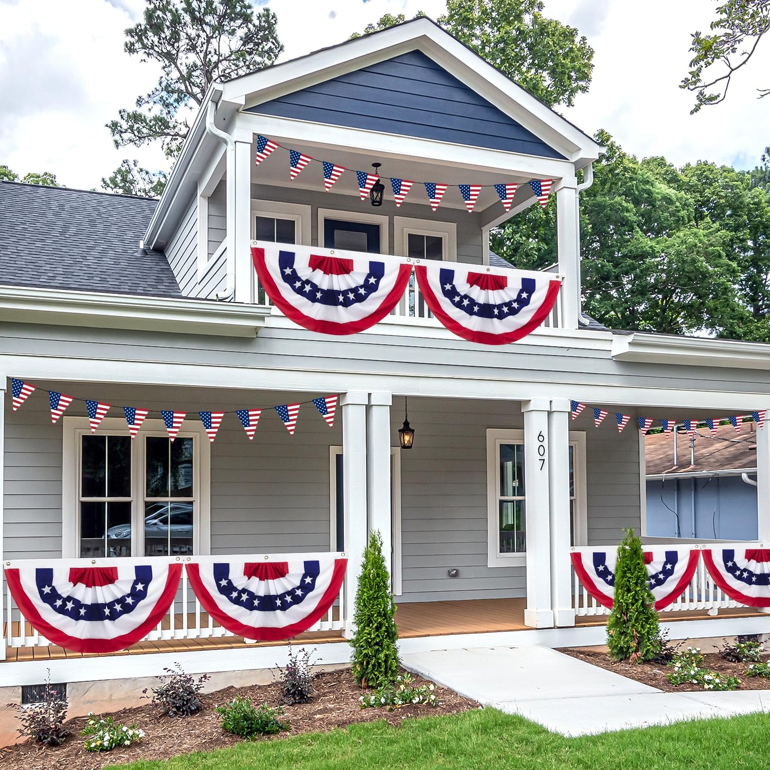 6 x 3 Ft 4th of July Decorations, Big American Pleated Fan Flag, Patriotic Decorations American Flag Bunting, Red White and Blue Half Fan Banner Bunting Flags Outdoor Indoor for Memorial Day Decor - Image 8