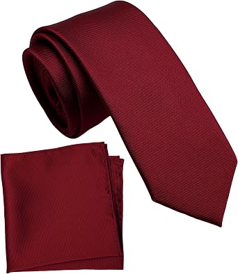 Boys Solid Tie with Pocket Square Set, Regular Necktie for Children and Kids, Self-Tied