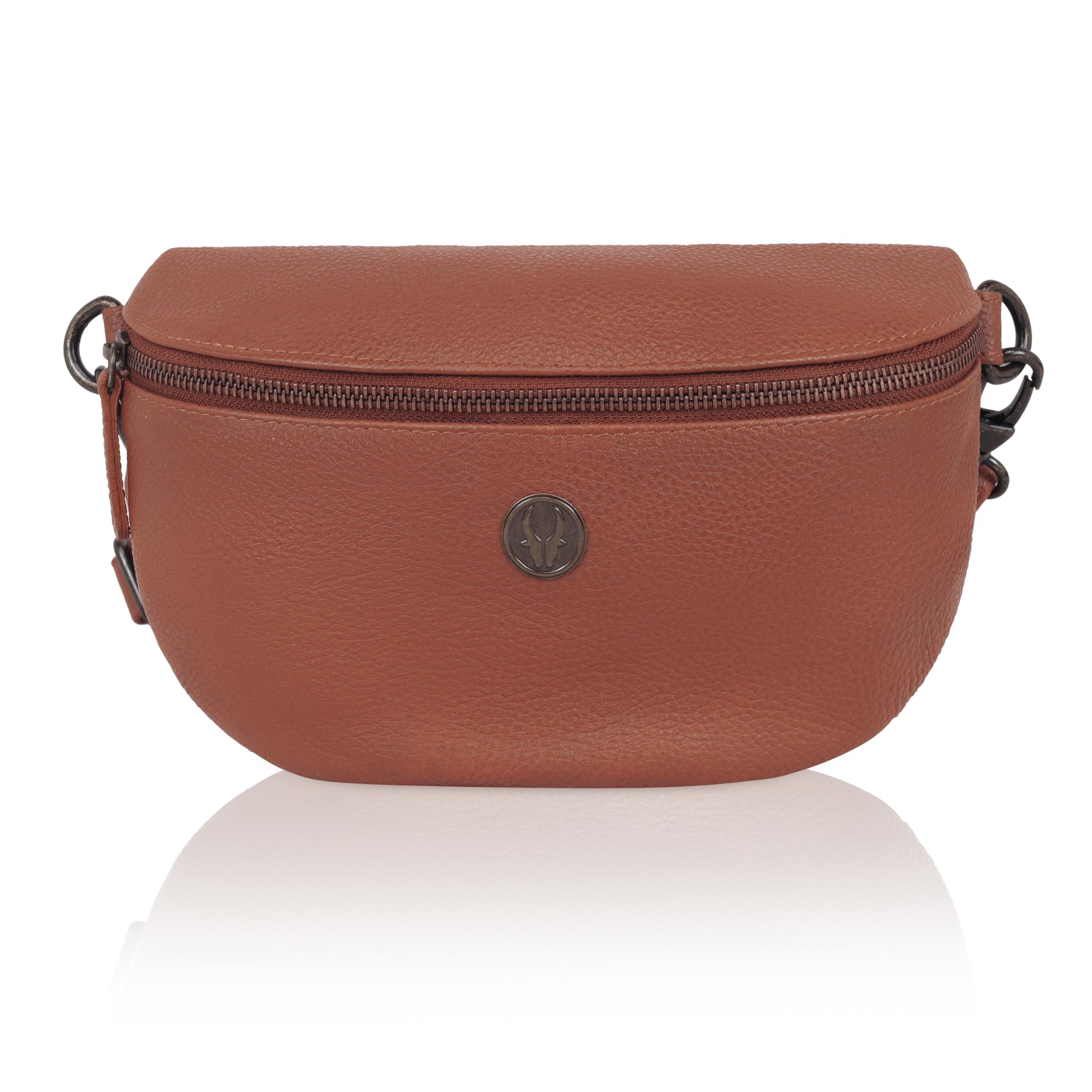 wildhorn Fanny Pack Waist Bag Multifunction Genuine Leather Bag Travel Pouch for Men and Women- Multiple Pockets & Sturdy Zippers Ideal for Hiking Running and Cycling (Tan)-picture-27