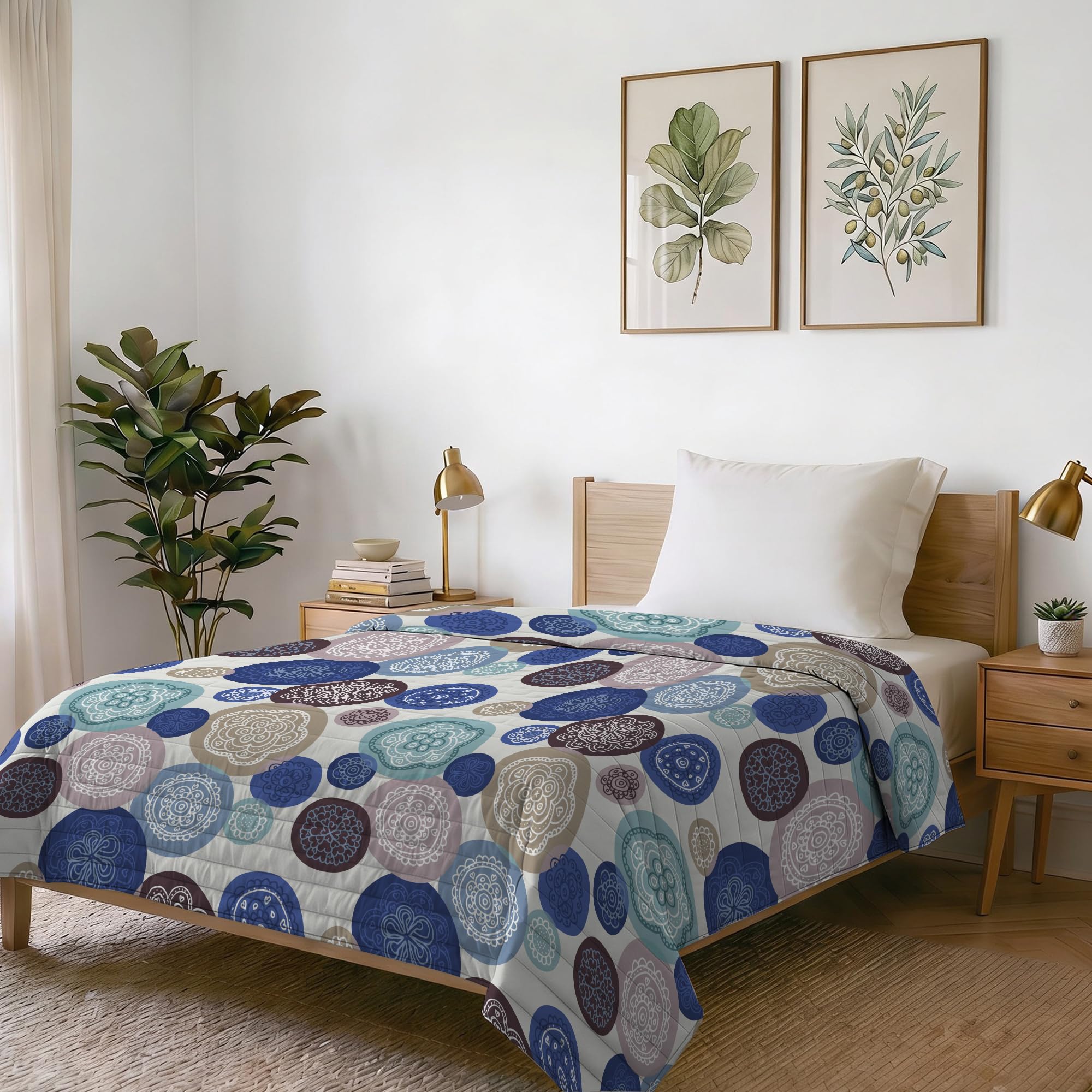 Italian Bed Linen Fantasy Printed Summer Duvet, Polyester Filling, Murrine, 170 x 270 cm