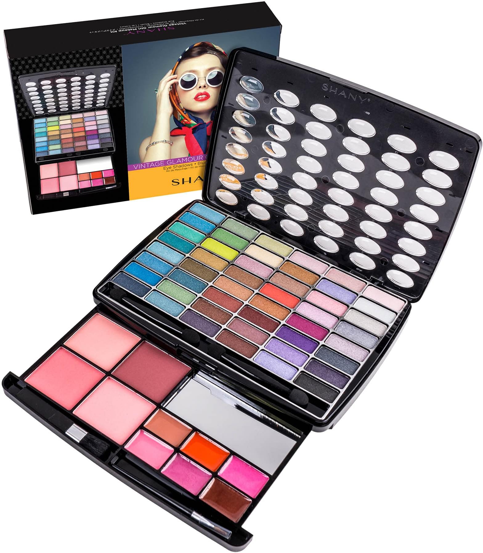 SHANY Glamour Girl Makeup Kit Eyeshadow Beauty Palette with Eye shadows, Blushes, Lipstick Lip-gloss, Make up Mirror, Cosmetics applicators, Premium Gift Packaging - Glamour