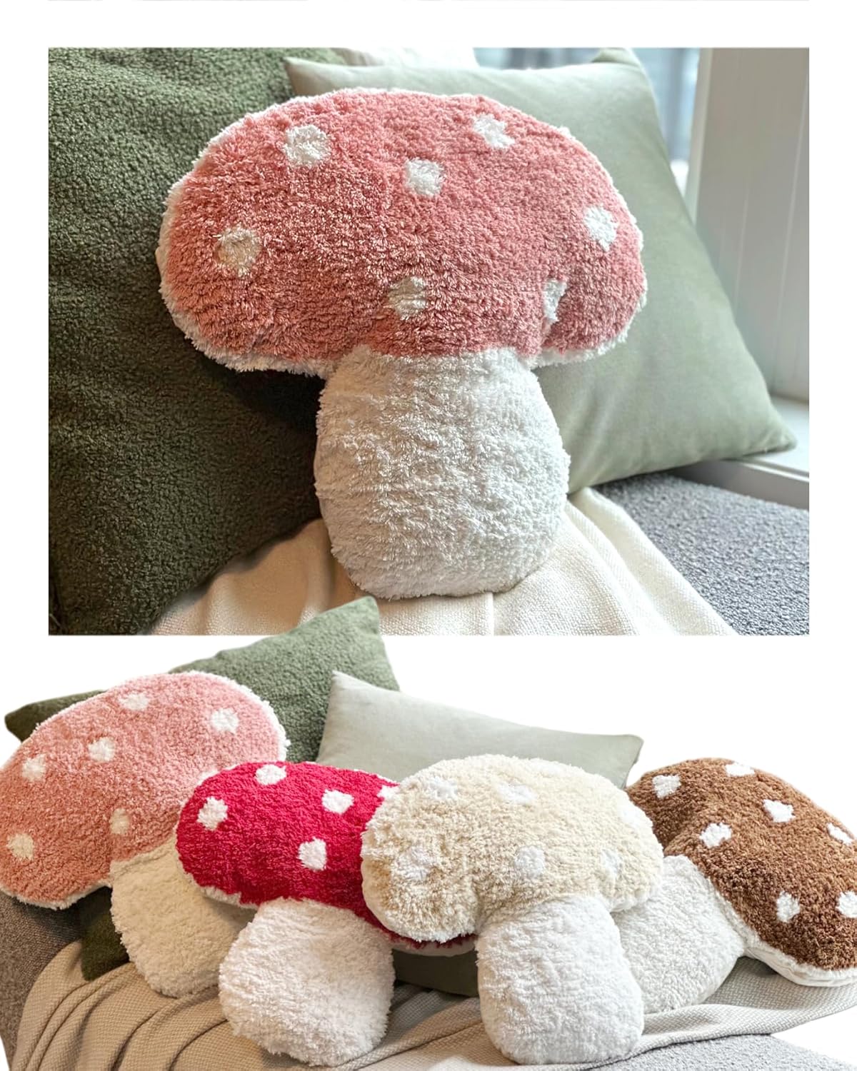 Dreamstall Mushroom Throw Pillow Tufted Mushroom Shape