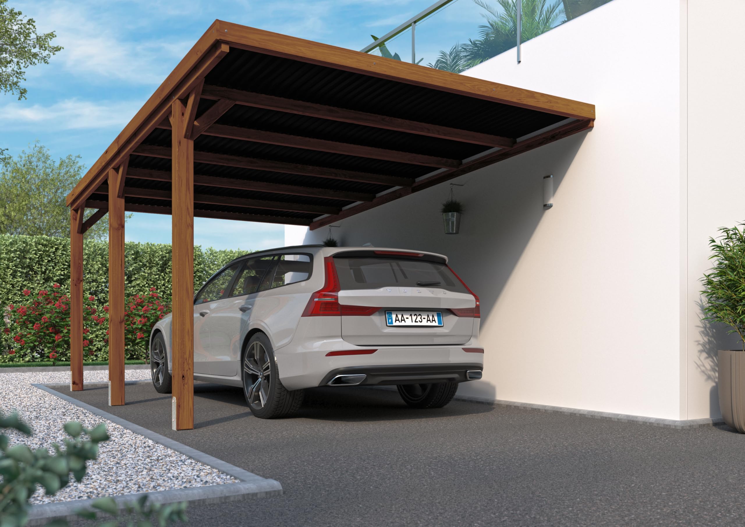 Carport adossé en Bois Victor 15,6m²