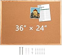 Vista 8 de WALGLASS Tablero de anuncios de corcho de 24 x 18 pulgadas, marco de madera negro para pared, oficina y sala de pinboard