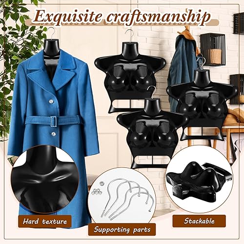 Miniatura 3 de Suzile 12 piezas de maniquí colgante para mujer, colgador de maniquí femenino, forma de vestido de cuerpo de plástico, espalda hueca, parte superior