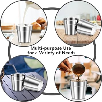 HaWare Stainless Steel Cups for Toddler Kids, 6 Ounce Double Wall Insulated Drinking Cups, Metal Cups for Children Training, Stackable Mugs for Home Restaurant, Shatterproof & Dishwasher Safe- 6 Pack