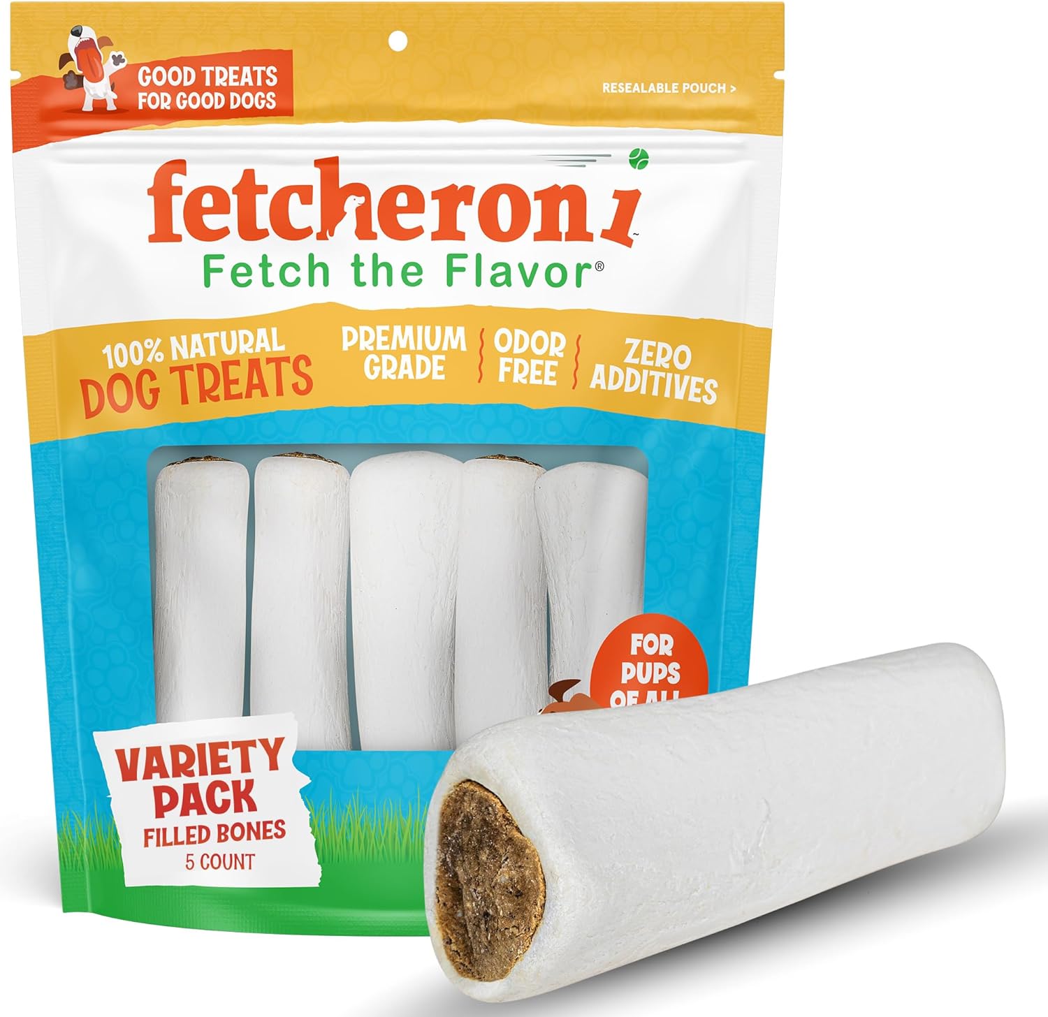FETCHERONI Variety Pack Stuffed Dog Bones (Flavors Bacon