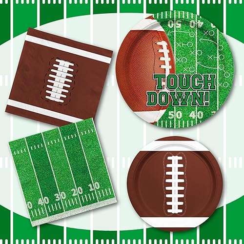 Miniatura 6 de Kit de suministros para fiestas de fútbol, incluye platos llanos de touchdown, platos de postre y servilletas para fútbol, fiesta de cumpleaños,