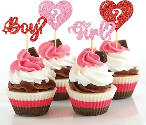 Miniatura 3 de Ercadio Paquete de 24 adornos para cupcakes para el día de San Valentín, para niños o niñas, con purpurina, para el día de San Valentín, para