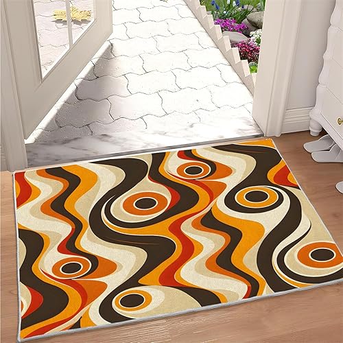 Miniatura 16 de Alfombra vintage con remolinos, alfombras florales para sala de estar, lavable, antideslizante, retro de los años 70, 8 x 10 pies, alfombra de suelo