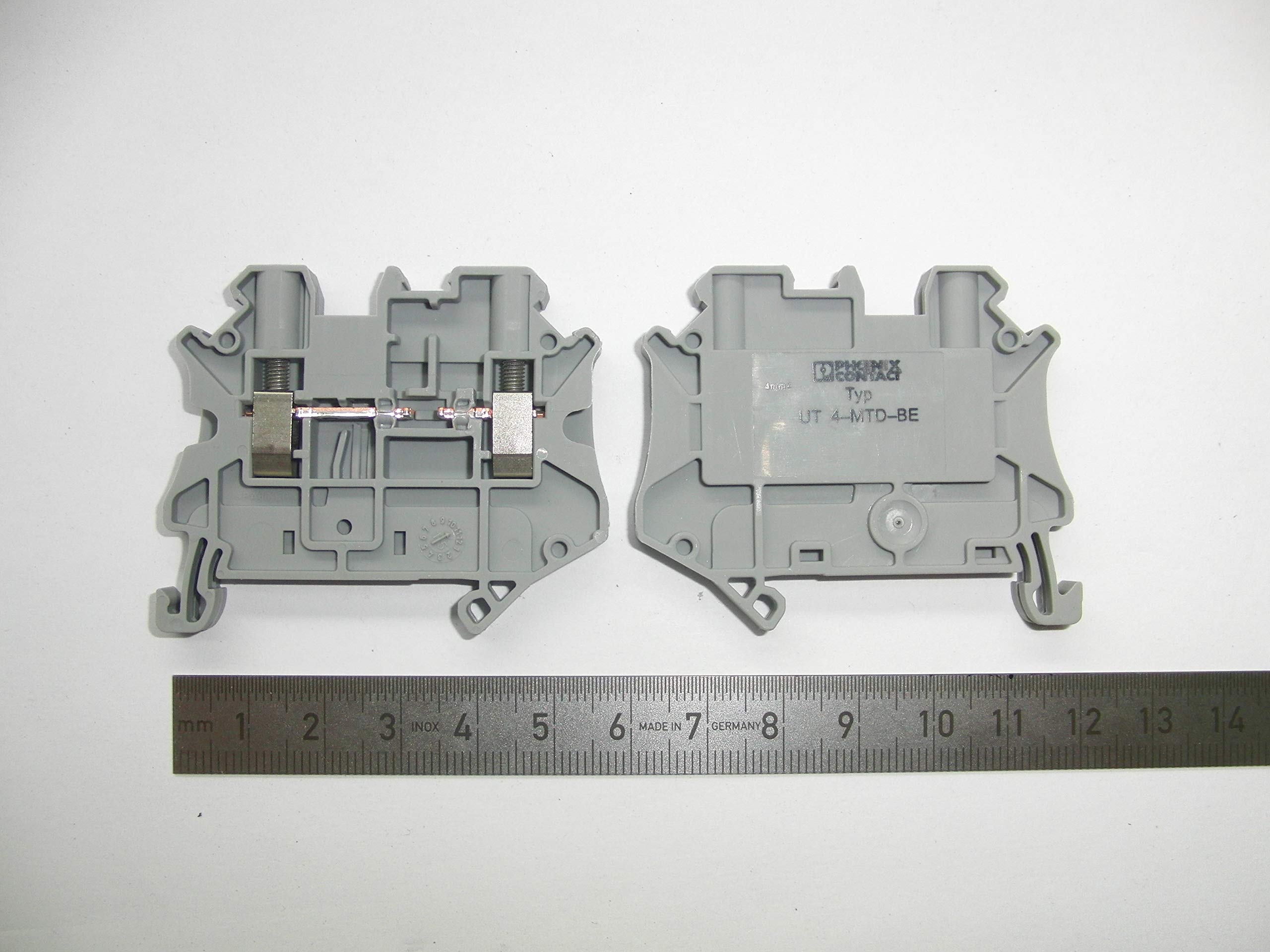 Phoenix Contact Gris Ut 4-Mtd-Be - Bloque De Terminales Para Conexión De Tornillo (2 Unidades, Awg 26-10, 4 Mm², Sección Transversal Nominal), Color Talla 26