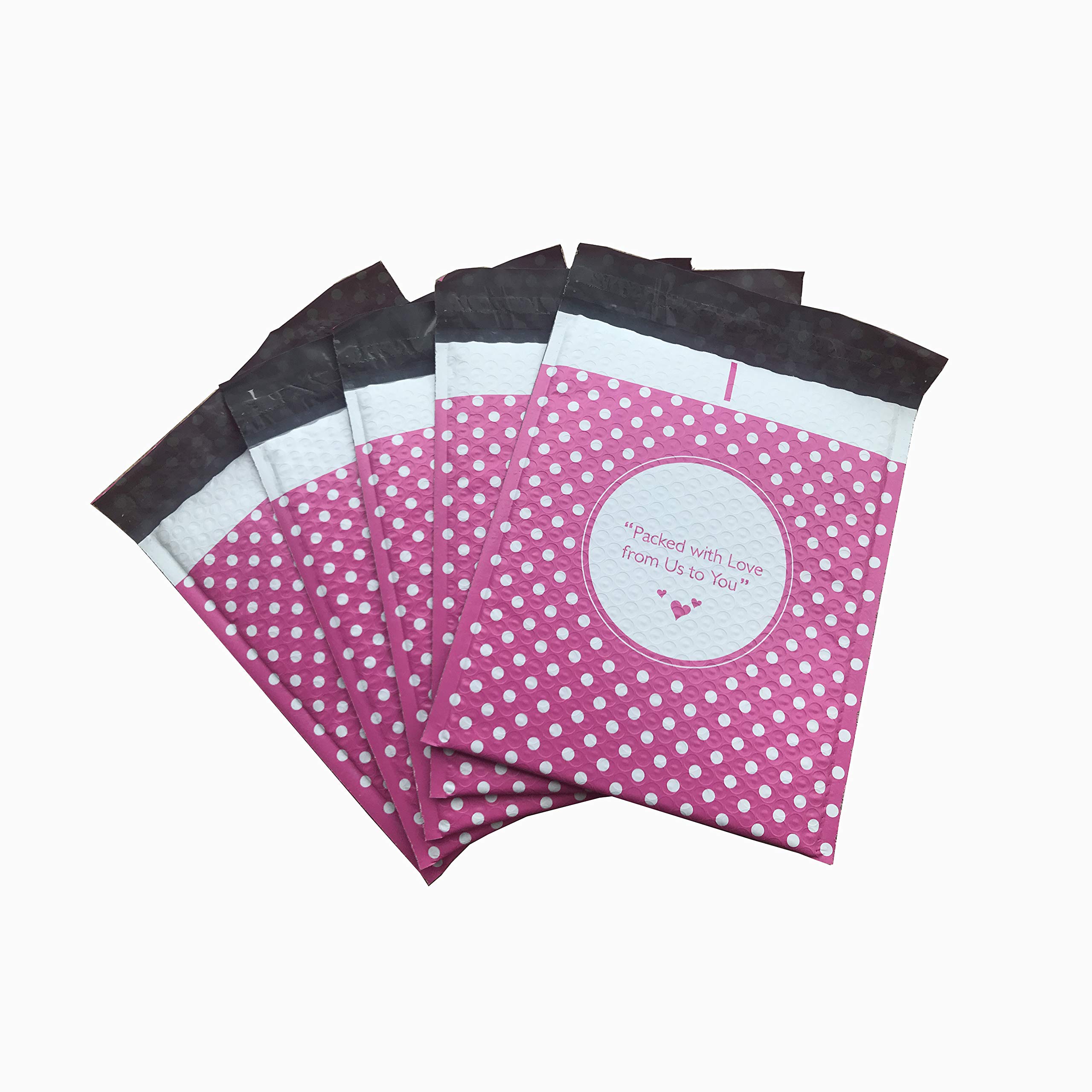 BESTeck #2 Pink Dot (Packed with Love from Us to You) Poly Bubble Mailers 8.5x11 Padded Envelopes (25)