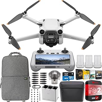 DJIMini 3 Pro Camera Drone Quadcopter with RC Smart Remote Controller + Fly More Kit Plus, 4K/60fps Video, 48MP, Tri-Directional Obstacle Sensing, 3 Battery Bundle w/Deco Gear Backpack +Accessories