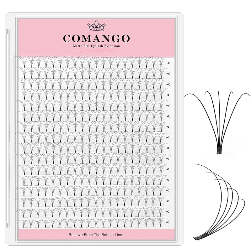 CoMango Extensões de Cílios em Leques Pré-montados, Curvatura C, Espessura 0,1 mm, 5D, 13 mm, 320 leques