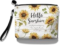 Vista 9 de Hglian Bolsa de maquillaje de viaje con flores de margarita, organizador inspirador de artículos de tocador cosméticos, bonita bolsa con cremallera