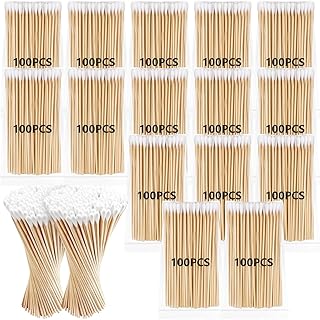 Dunzy 1500 Pcs 6" Inch Long Cotton Swabs with Wooden Handles, Cotton Sticks for Makeup, Medication, Cleaning Skin and Remover Tool