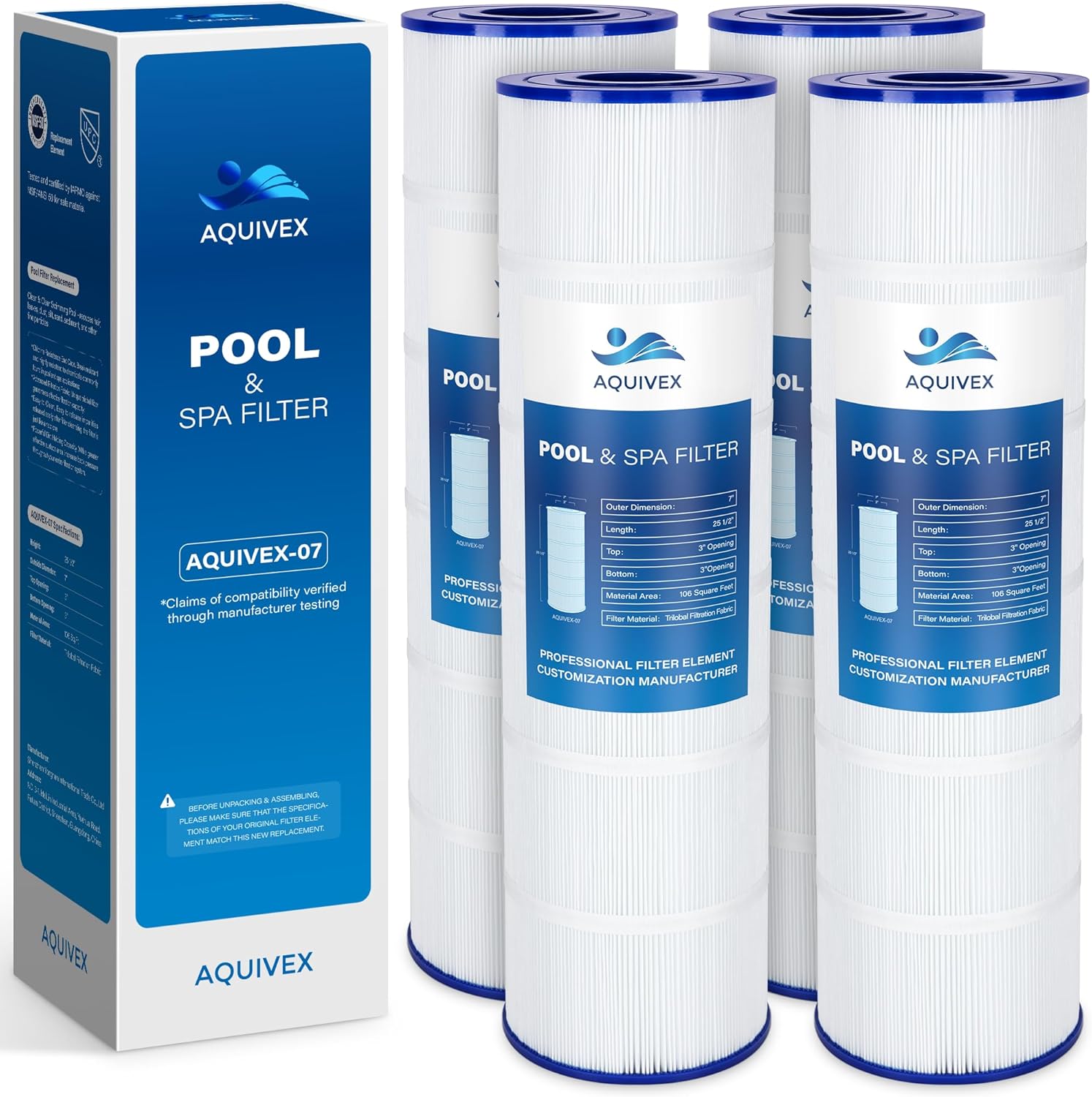 CX880XRE Pool Filter Cartridge, Compatible with Hayward SwimClear in Model NO C4000, C4020, C4025, C4030, Replacement for Hayward C880E, CX880XRE, CX880XREPAK4, Pleatco PA106, PA106-PAK4