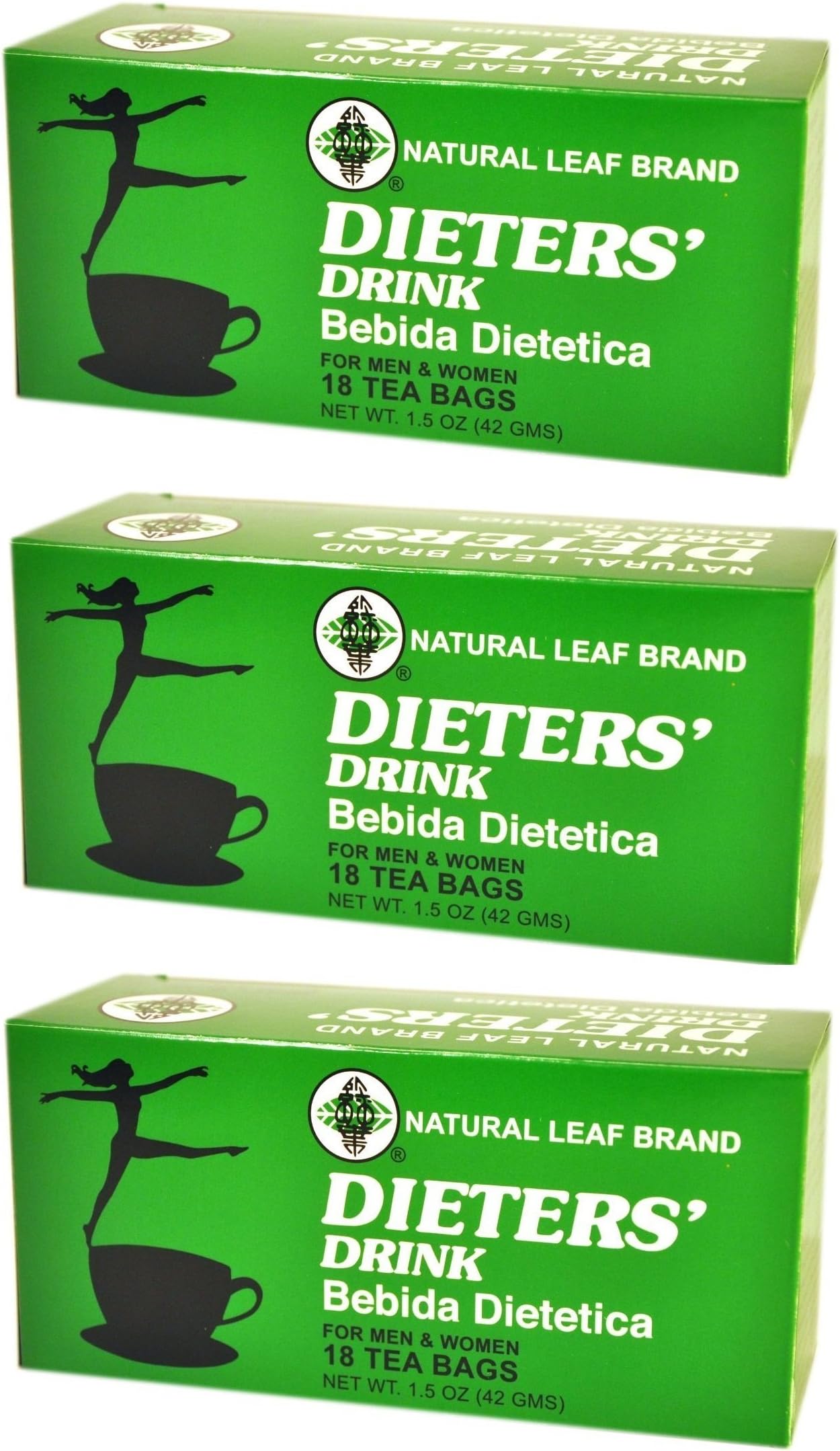 3 BOXES NATURAL LEAF BRAND DIETER DRINK TEA 1.5 OZ. FOR MEN AND WOMEN