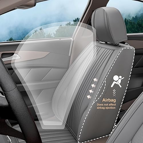 Miniatura 9 de 2 fundas de asiento delantero de automóvil, protectores impermeables de piel de napa para asientos delanteros de automóvil, ajuste interior