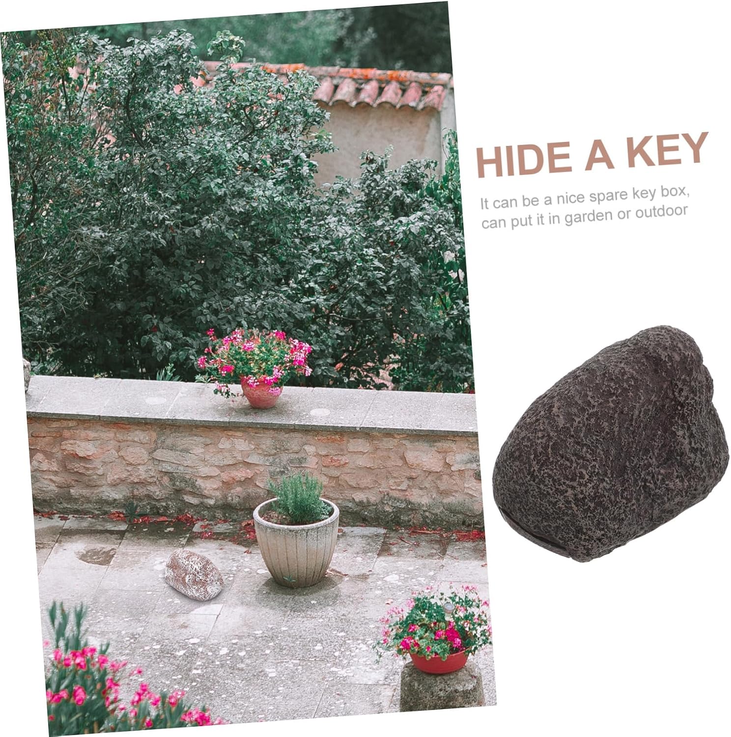 Mikikit Stone Key Storage Box Outdoor Key Hider Realistic Weather-resistant Safe Cash Items for Garden Decor and Security