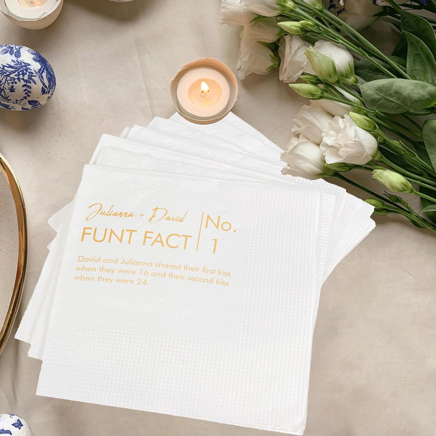 Luxury Cocktail Napkins For Wedding, Personalized Wedding