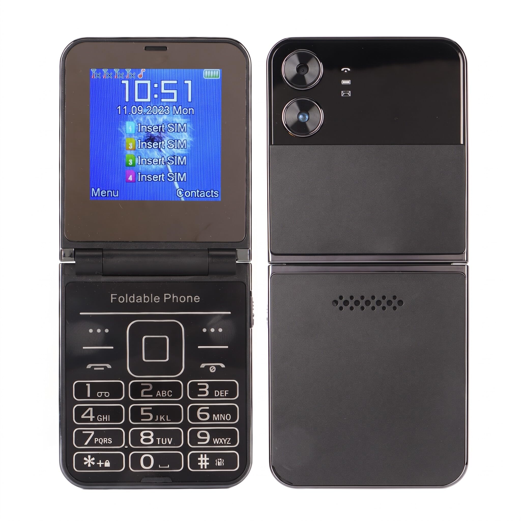Teléfono Móvil para Personas Mayores Desbloqueado 2G, Teléfono Plegable con 4 Tarjetas SIM en Espera, Marcación Rápida con una Tecla, Botón Grande, Teléfono para Personas Mayores