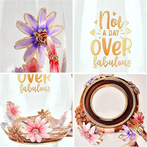 Vista 4 de OEAGO - Taza de té única, de regalo para Día de la Madre, cumpleaños, día de San Valentín, ideas para amiga, hermana, compañera de trabajo Púrpura