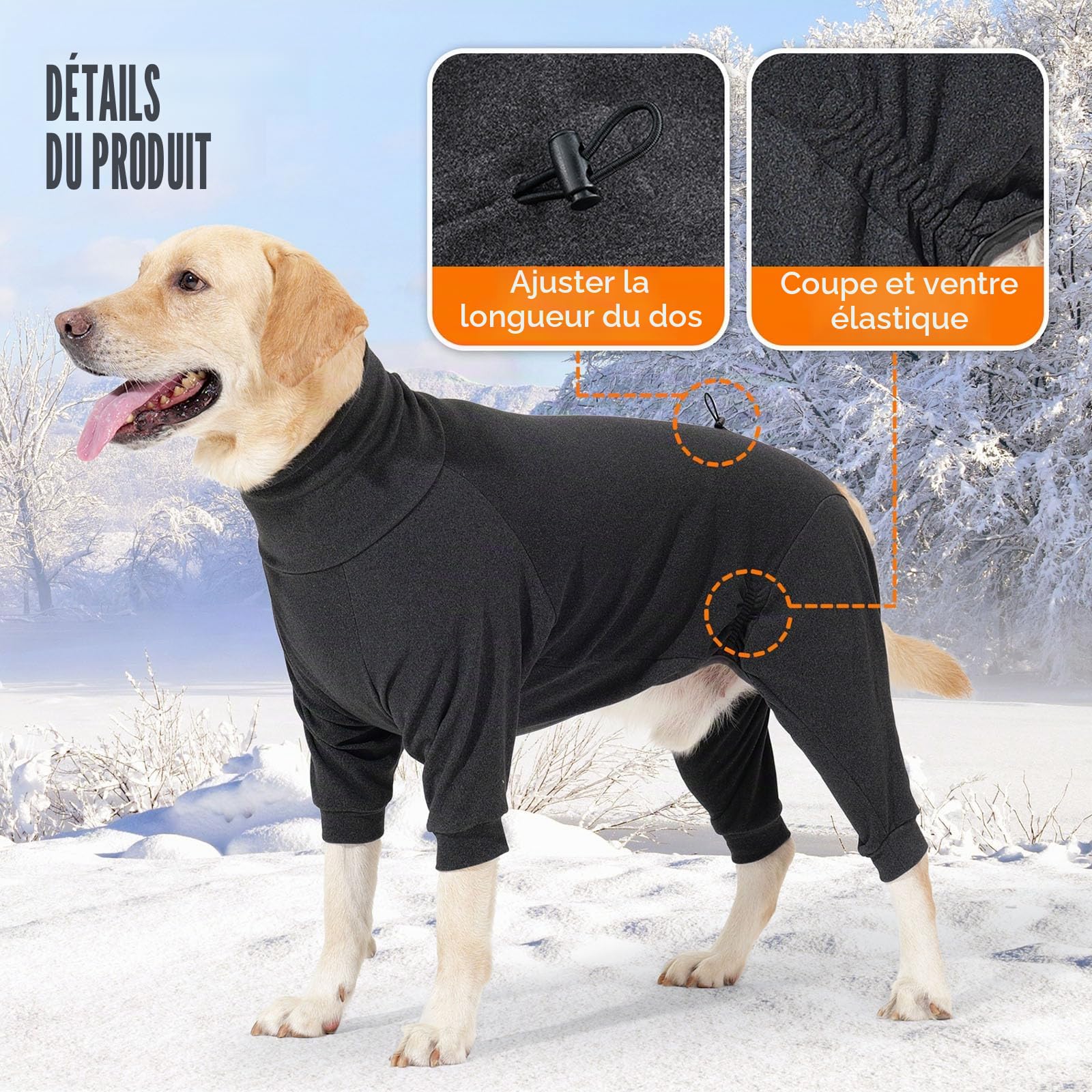 LIANZIMAU Manteau Chien Polaire Polaire pour Chien Pull-Overs Chiens Combinaison Chaude à Manches Longues Body Chiens Pyjama pour Petit Moyen et Grand