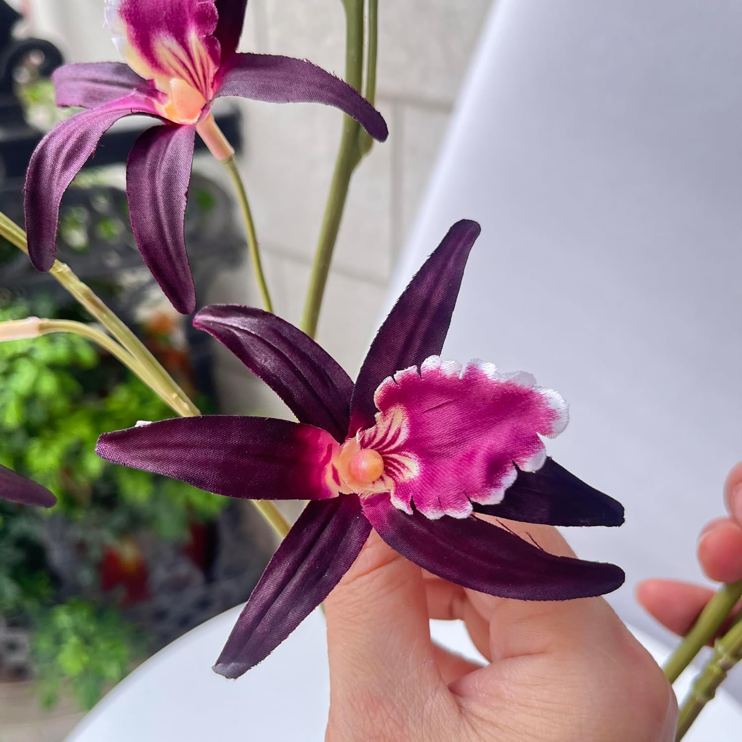 35.4" Artificial Dendrobium Orchid, Realistic Faux Silk Fabric Orchid Flower, Faux Flowers for Home, Office & Wedding Decoration2pcs