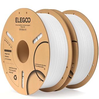 ELEGOO PLA 3D Printer Filament 1.75mm White 2KG, Precision Wound