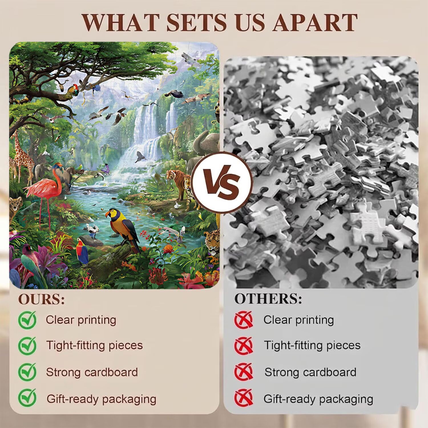 Puzzle 4000 Teile, Holzpuzzle Erwachsene 141 x 87 cm, Kniffliges Denksport Spiel, Großer Puzzlespaß für anspruchsvolle Liebhaber, Familienspiel, Puzzles für Dekor und Geschenk Tier tropisch f0-158
