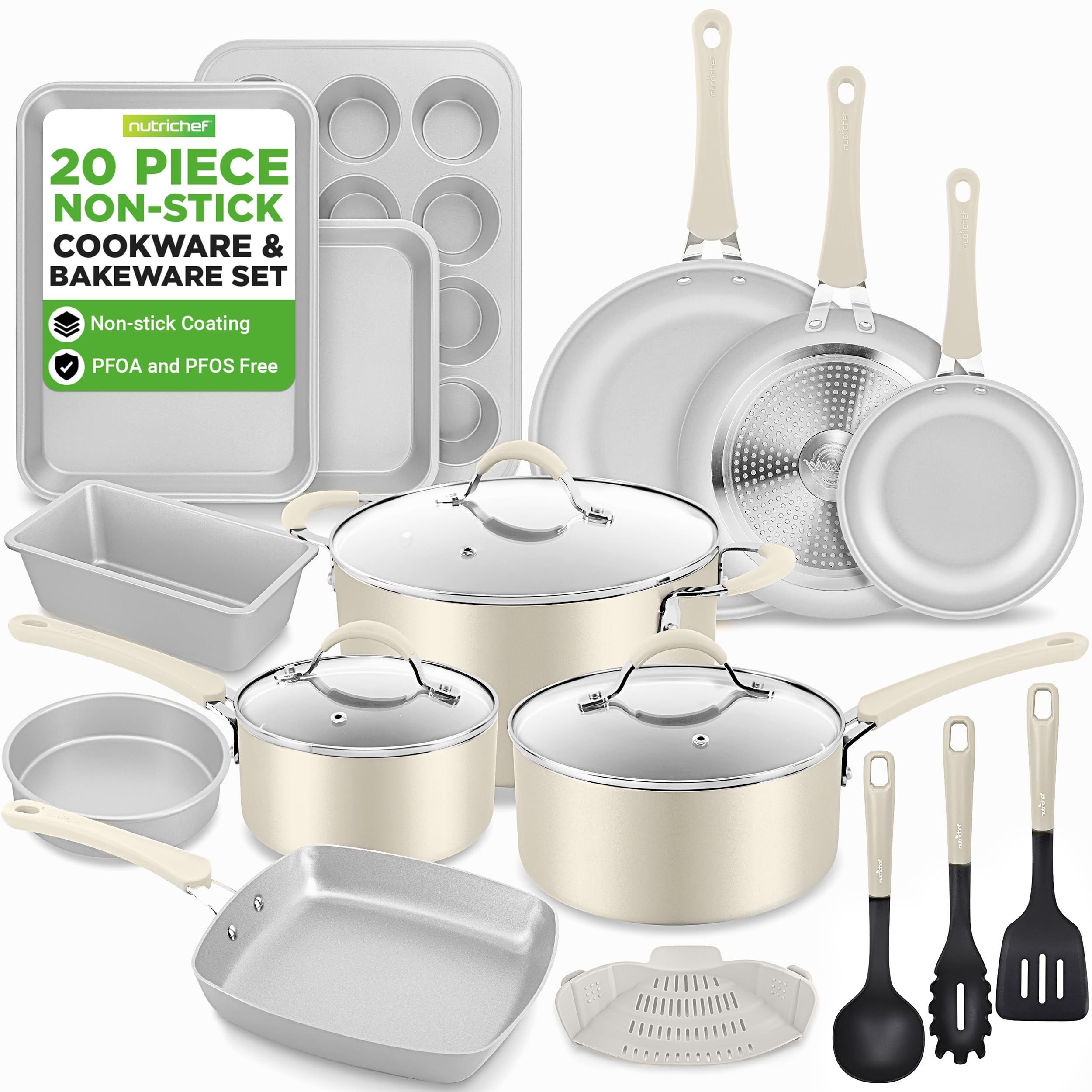 NutriChef Nonstick 20-Piece Cookware Set
