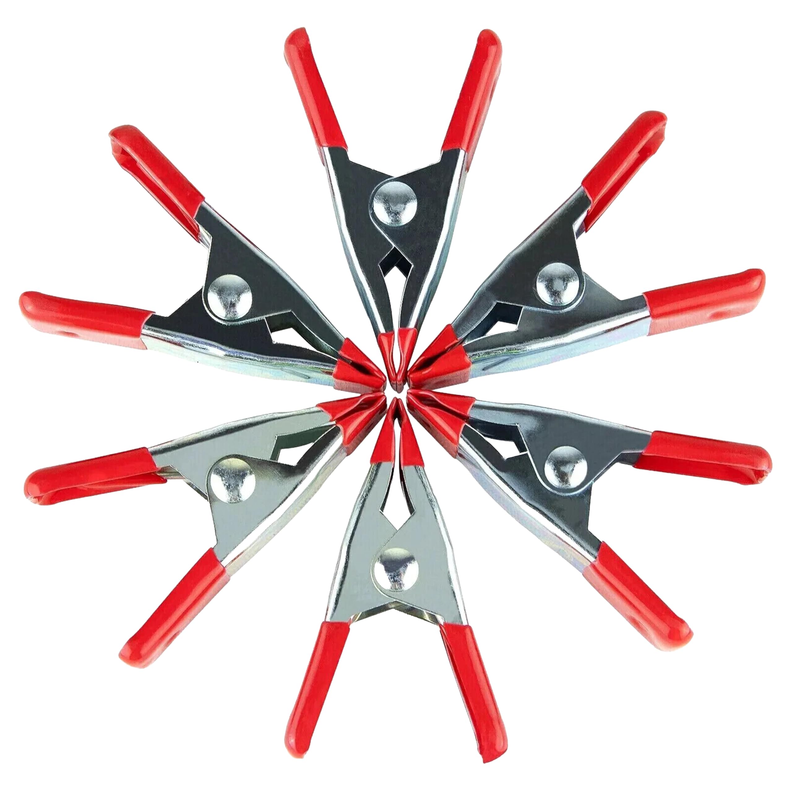 Dunnet Tools 6 Pcs Metal Spring Clamps | Large Multipurpose Grip Clips With Rubber Coated Tips | For Woodworking, Crafts, Camping, Diy, Photography, Tarpaulin, Model Making, And Market Stalls