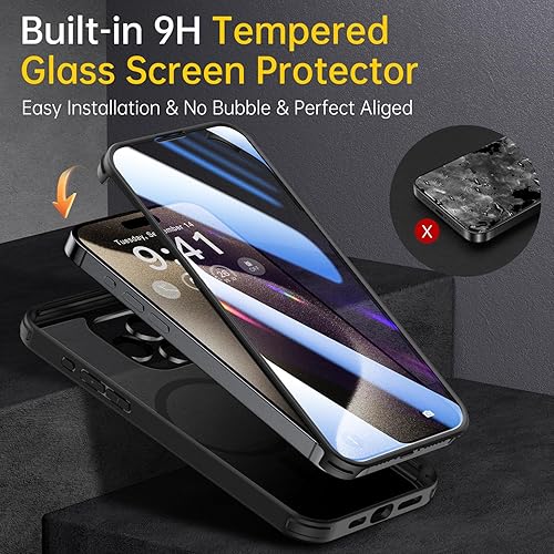 Miniatura 6 de Matekxy MagSafe - Funda para iPhone 15 Pro Max, protección de grado militar, protector de pantalla de vidrio templado integrado con protector de