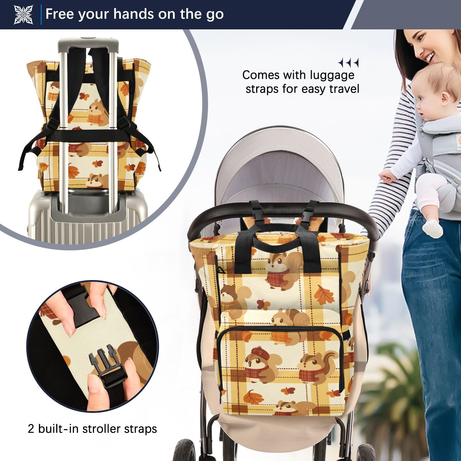 Borsa per pannolini zaino per mamme papà scoiattolo carino autunno
