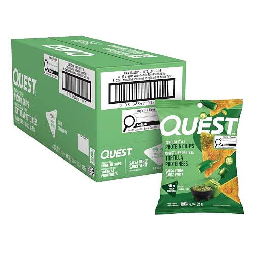 Quest Nutrition Salsa Verde Flavoured Tortilla Style Protein Chips, High Protein, Gluten Free, 8ct - Salsa Verde