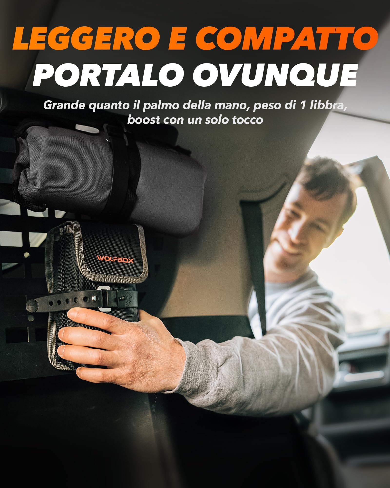WOLFBOX Booster Avviamento Auto, 2000A Avviatore Emergenza per auto/moto(7L Benzina o 6L Diesel), starter batteria auto portatile con Booster Torcia a LED
